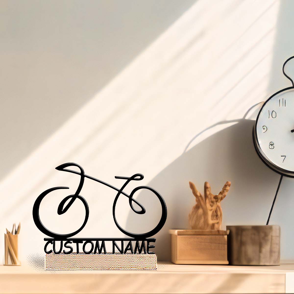 Home Office Art - 1Pc Csutom Name 모던 라인 자전거