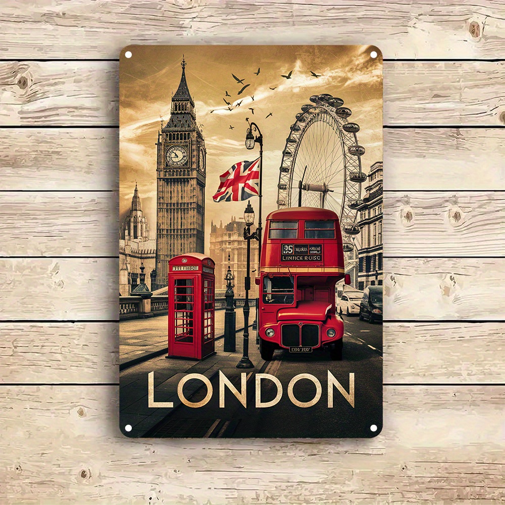 Home Office London - 빈티지 런던 알루미늄 벽 장식 표지판