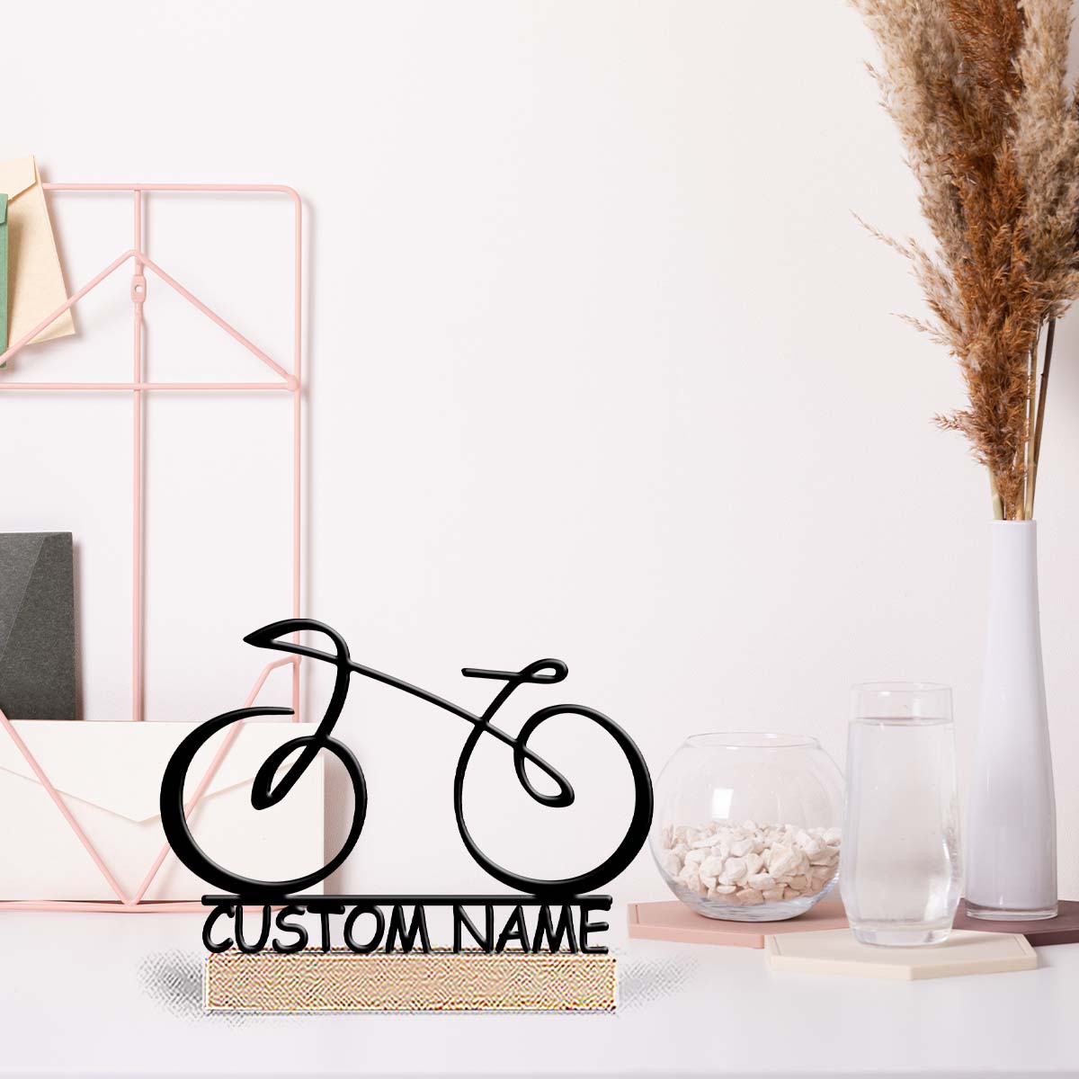 1Pc Csutom Name 모던 라인 자전거 나무 베 - Home Office Art 리뷰 및 가격