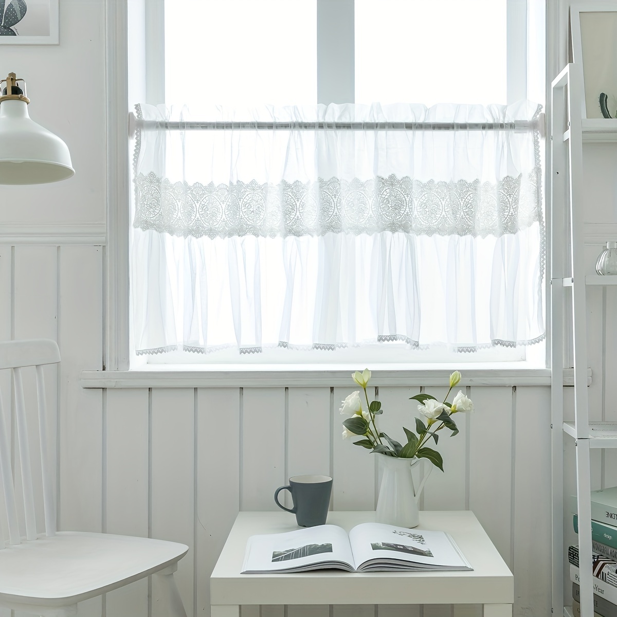 1Pc, 프랑스 목가적 스타일 흰색 현대 커피 커튼,  - Home Office Rate 리뷰 및 가격