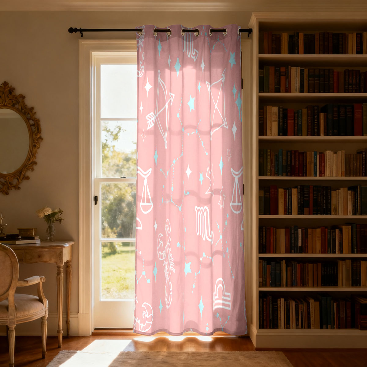 1pc 별이 빛나는 하늘 별자리 인쇄된 단일 루프 커튼 - Home Office Rate 리뷰 및 가격