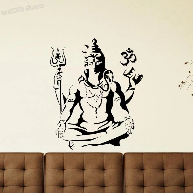 Shiva 벽 데칼 Lord Shiva 옴 기호 비닐  - Home Office Yoga Room 리뷰 및 가격