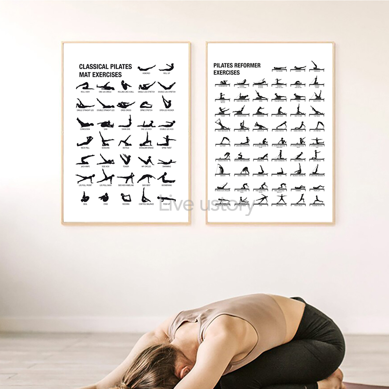 프레임리스 필라테스 운동 차트 포스터 캔버스 프린트,  - Home Office Yoga Room 리뷰 및 가격