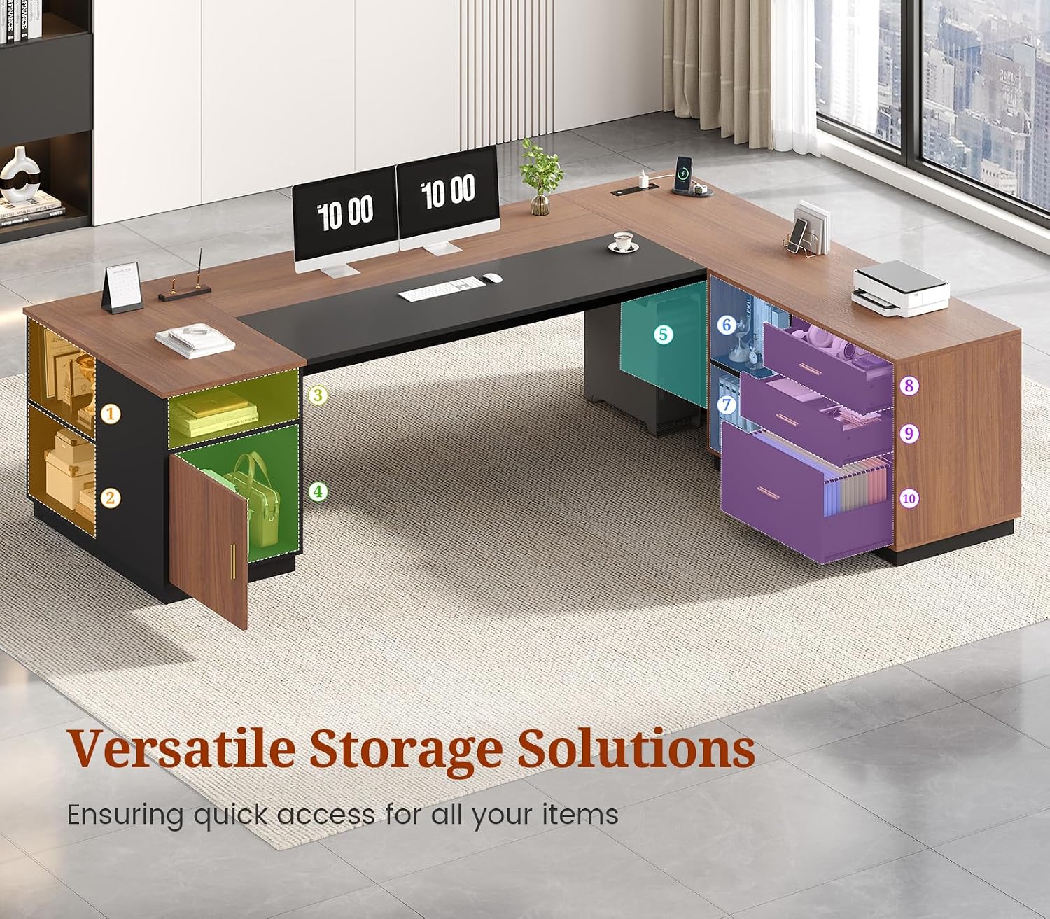 78.7인치 L자형 임원용 책상(측면 파일 캐비닛 포함 - File Cabinet Drawer 리뷰 및 가격